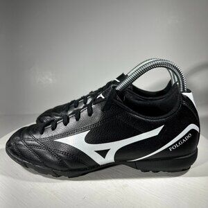 Mizuno Folgado Boys Size 5.5 Soccer Shoes Sneakers Black Lace Leather USED ONCE